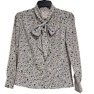 VTG Country Sophisticates Pendleton style Tie Front Blouse